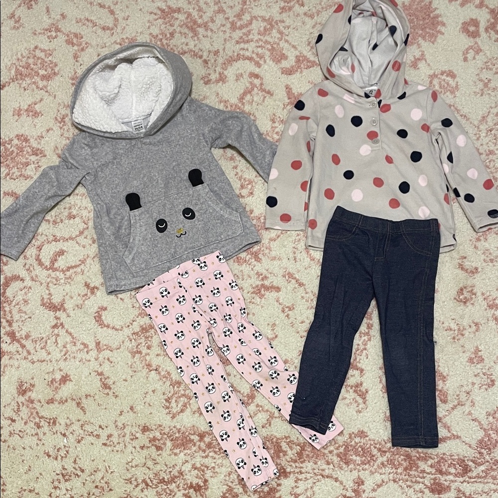 Carter's Gray and Polka Dot Hoodie Set with Pink and Dark Pants